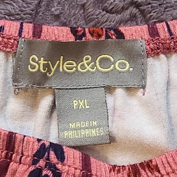 NWT STYLE & CO Women's PXL Boho Flowy Relaxed Whimsical Top Floral Pattern - Picture 8 of 12